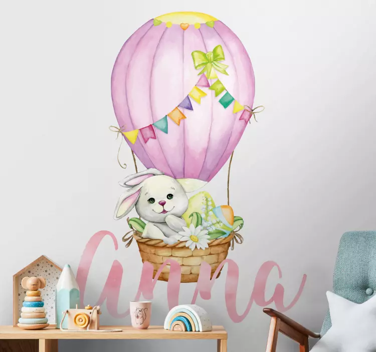 動物 シール 名前入り白ウサギ - TENSTICKERS