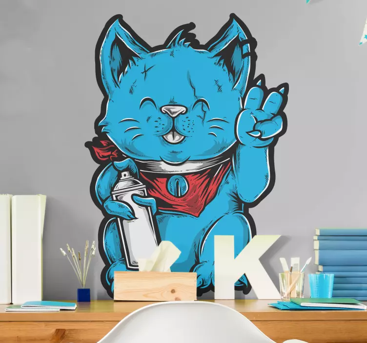 動物 シール おちゃめな青い猫 - TENSTICKERS