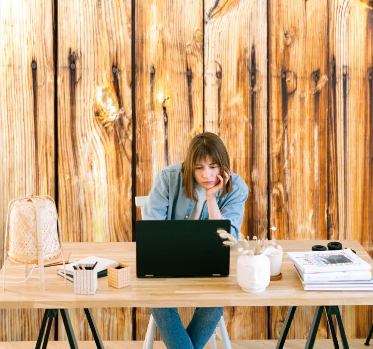 オフィスステッカー木目調の背景 - TENSTICKERS