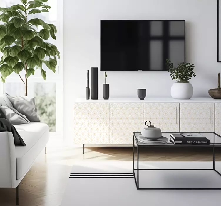 装飾的なラインの壁のステッカー 白と金の線白と金の線は、日本語で「白と金の線」と言います。 - TENSTICKERS