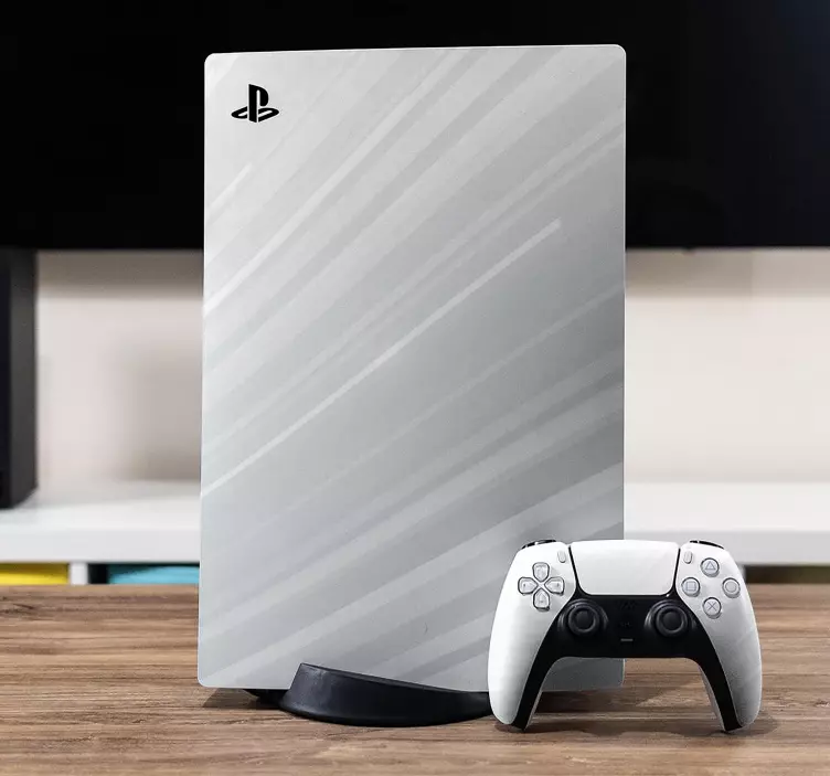 白とグレーの抽象的な波ps5ステッカー - TENSTICKERS