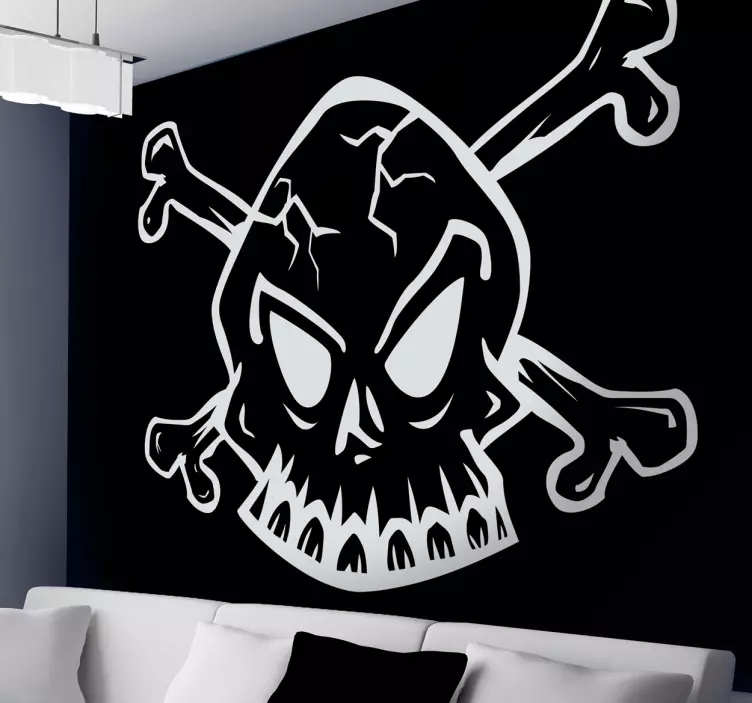 スカルステッカーの白い輪郭 - TENSTICKERS