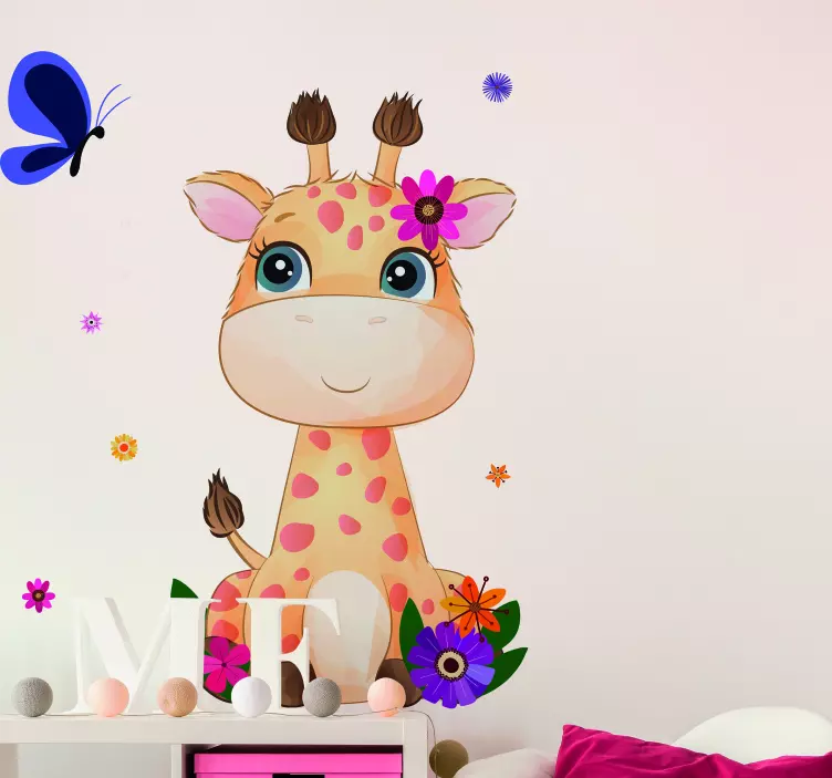 子供のための野生のアフリカキリン少女動物デカール - TENSTICKERS