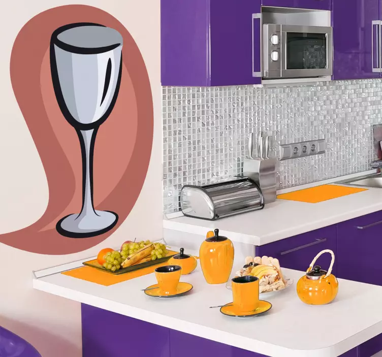 ワイングラスイラストウォールステッカー - TENSTICKERS