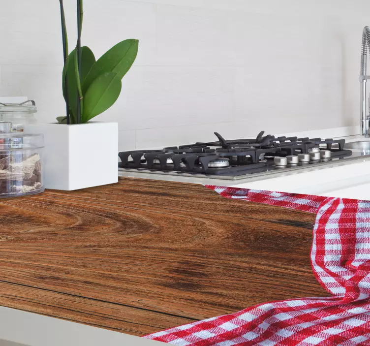 木製テーブルクロス柄家具ステッカー - TENSTICKERS