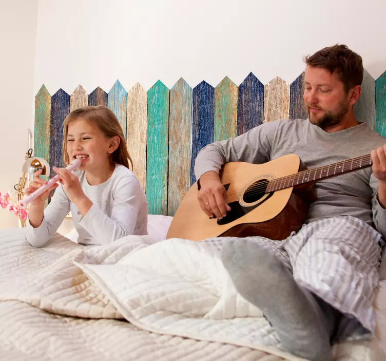 木製フェンスヘッドボードホームウォールステッカー - TENSTICKERS