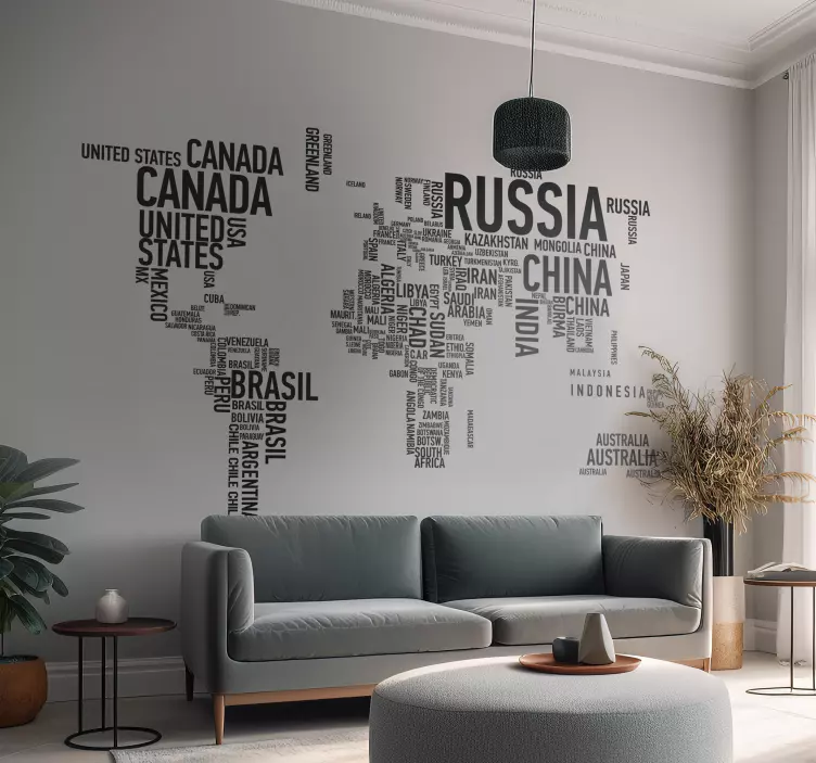 世界地図テキストステッカー - TENSTICKERS