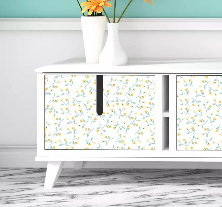 黄色の花のリビングルームの壁の装飾 - TENSTICKERS