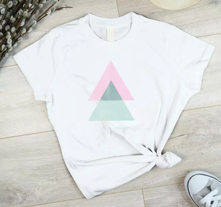 青とピンクの壁のアートの三角形のカスタムtシャツ - TENSTICKERS