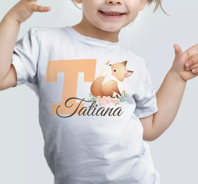 名前の赤ちゃんのシャツとかわいい動物のキツネ - TENSTICKERS