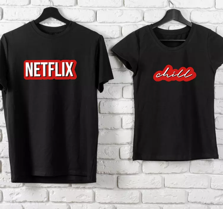 Netflixとチルカップルのtシャツ - TENSTICKERS