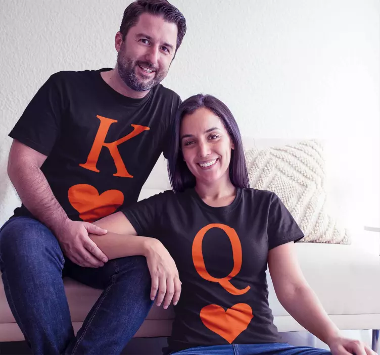 クイーンとキングポーカーバージョンカップルtシャツ - TENSTICKERS