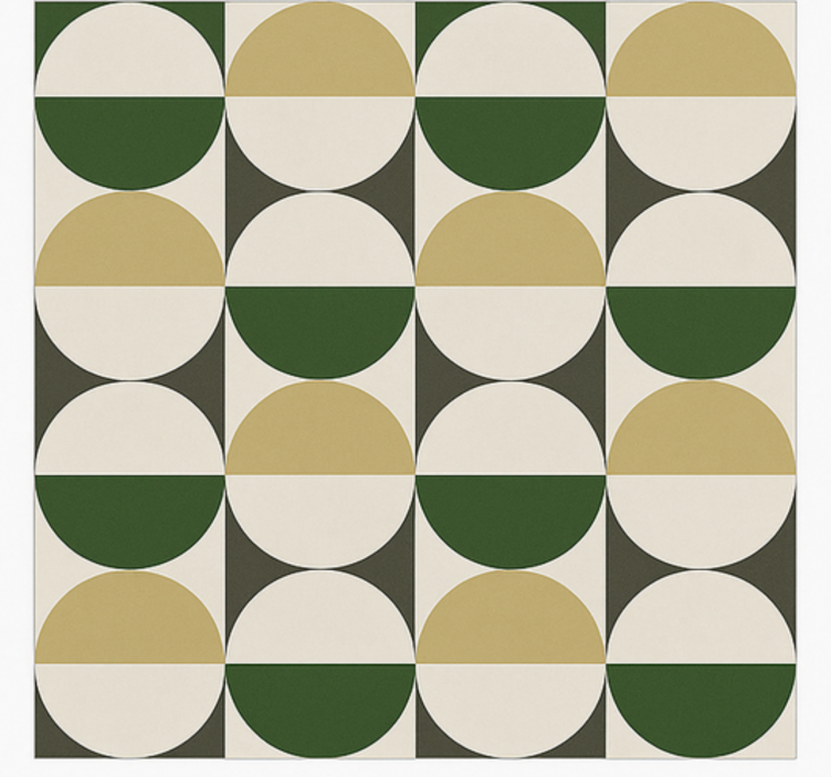 ダイニングルーム ビニールマット ミッドセンチュリーの円形パターン - TENSTICKERS