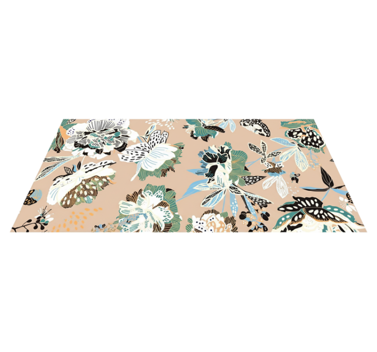 リビングルーム ビニールマット 中立的なベージュの花 - TENSTICKERS