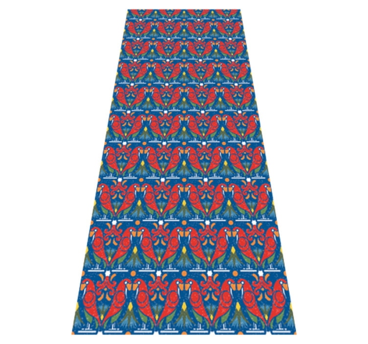 寝室 ビニールマット 青い背景の花柄デザイン - TENSTICKERS