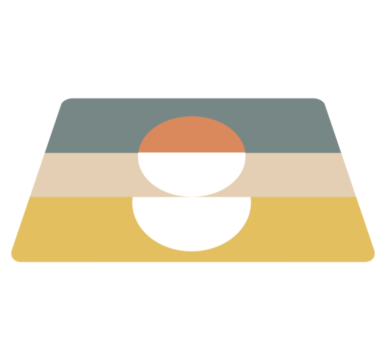 幾何学的なビニールマット3本ストライプと円形旗の抽象アート - TENSTICKERS