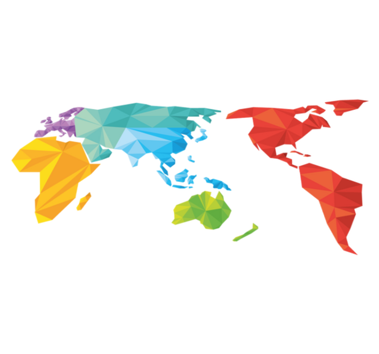幾何学的なビニールマット 世界地図の幾何学的な色 - TENSTICKERS