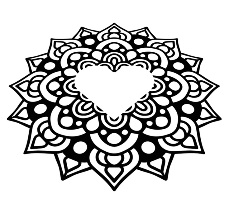 寝室 ビニールマット ハート型フレームのマンダラ - TENSTICKERS