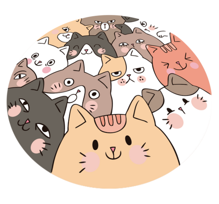 素晴らしいラウンド猫キッズビニールラグ - TENSTICKERS