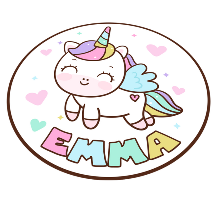 名前 ビニールマット カスタマイズ可能なユニコーン - TENSTICKERS