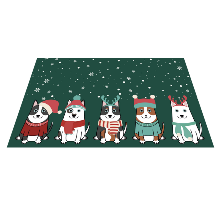 クリスマスの壁画 お祝いの犬のアンサンブル - TENSTICKERS