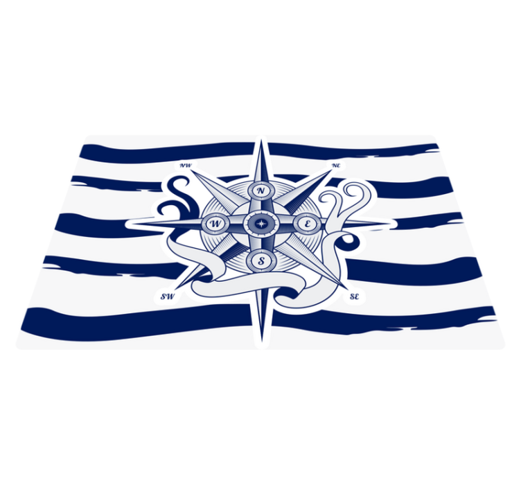 世界地図 ビニールマット 航海用コンパス - TENSTICKERS