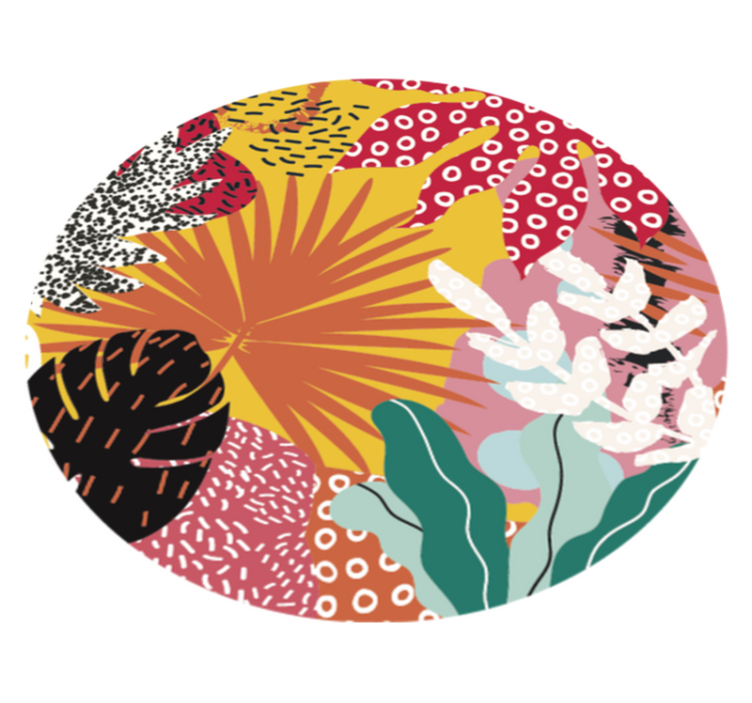 花と植物の壁画 熱帯植物の調和 - TENSTICKERS