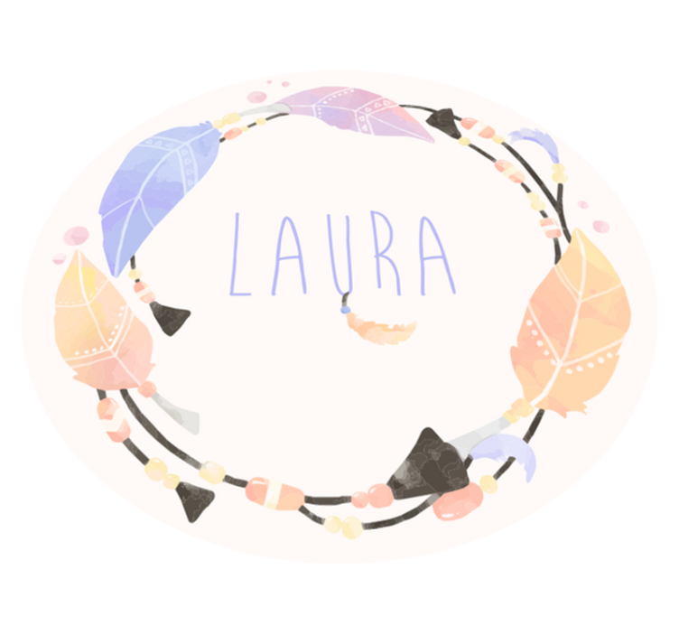 名前 ビニールマット パーソナライズされたフェザーサークル - TENSTICKERS