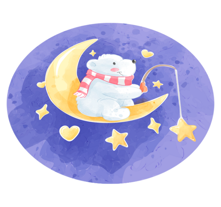 保育園 ビニールマット 月明かりに照らされた子熊 - TENSTICKERS