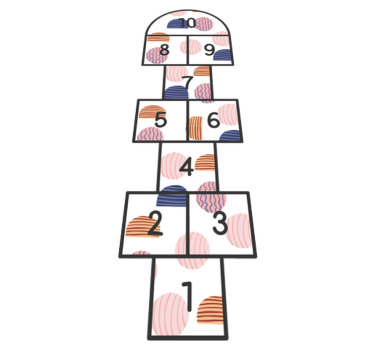 アルファベット ビニール マット 石けり遊びの数字 - TENSTICKERS