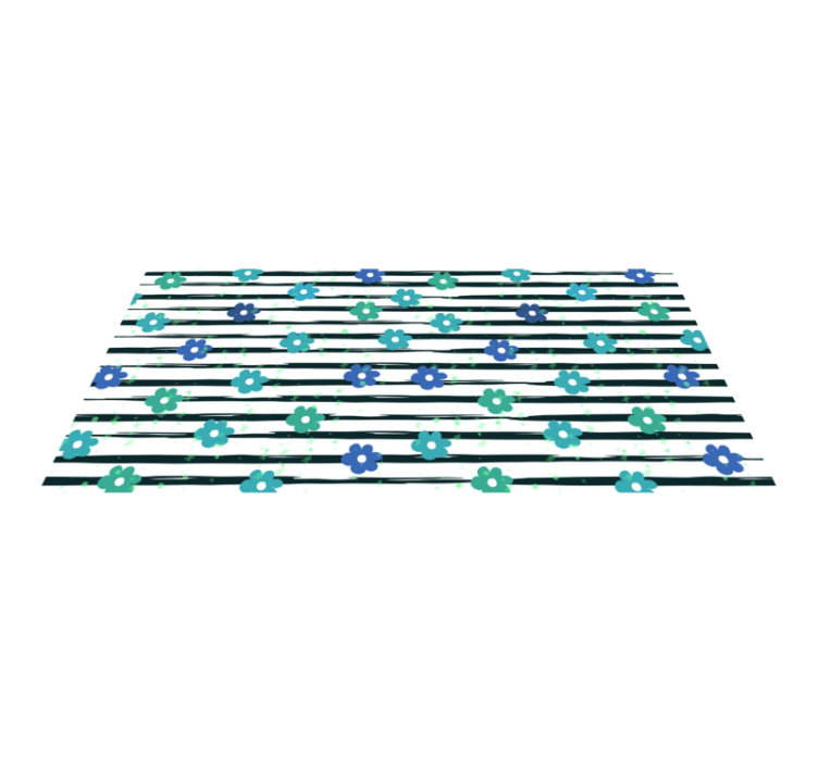 キッチン マット ビニール 花柄ストライプデザイン - TENSTICKERS