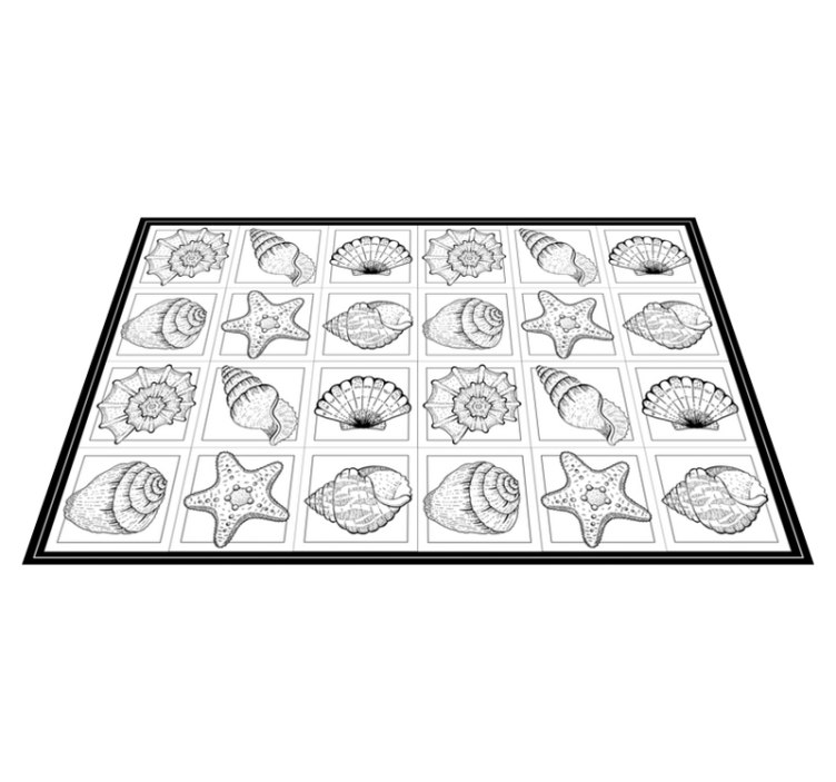 海洋生物と貝殻の動物の敷物 - TENSTICKERS