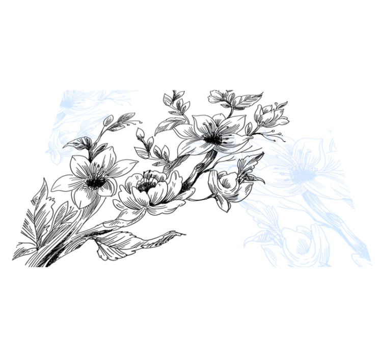 花と植物の壁画アズールブロッサムコンセプト - TENSTICKERS