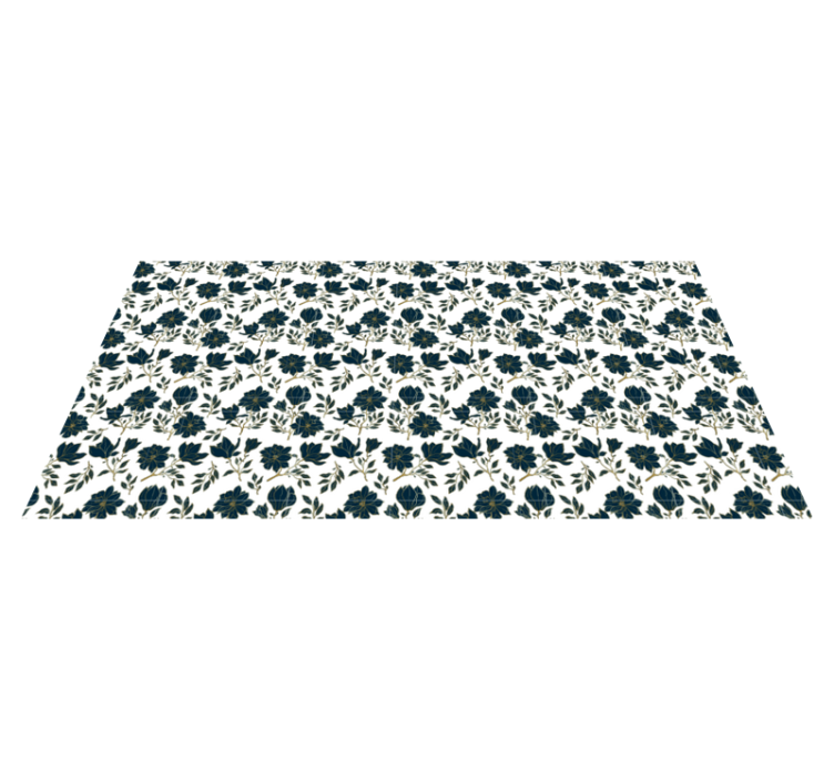 青い花柄タイルカーペット - TENSTICKERS