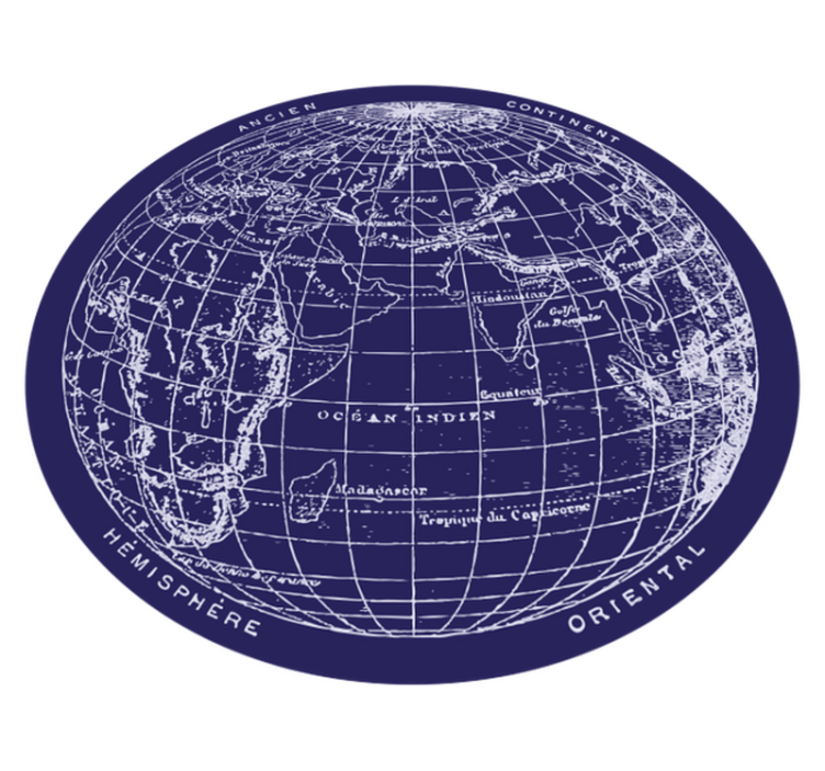 円形の世界地図ビニールラグ - TENSTICKERS