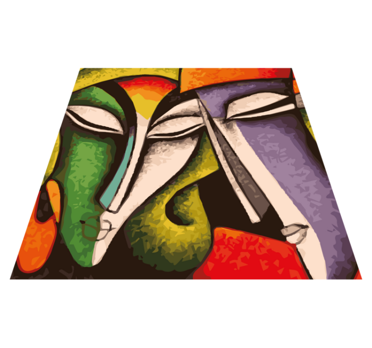 寝室 ビニールマット 鮮やかな抽象ポートレート - TENSTICKERS