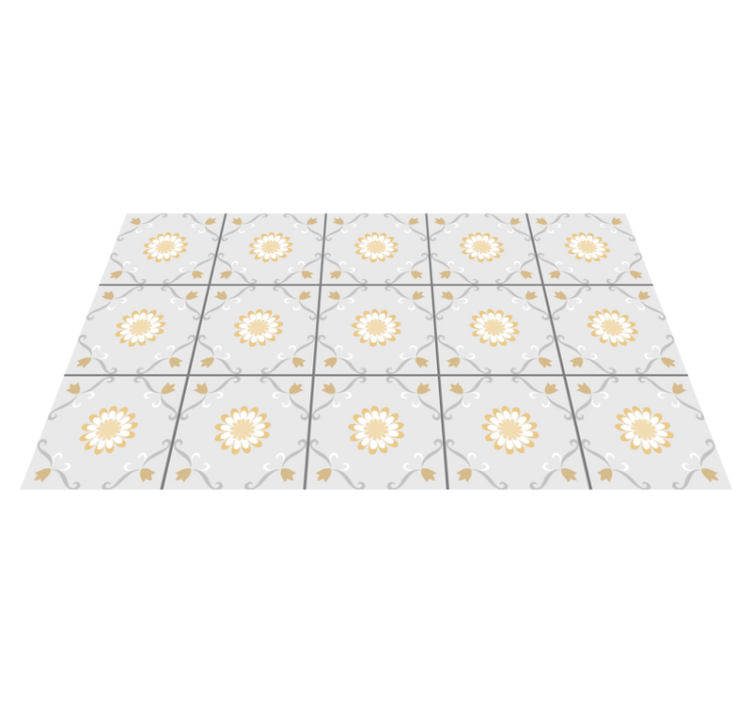 キッチンの灰色と黄色のタイルキッチンの床 - TENSTICKERS