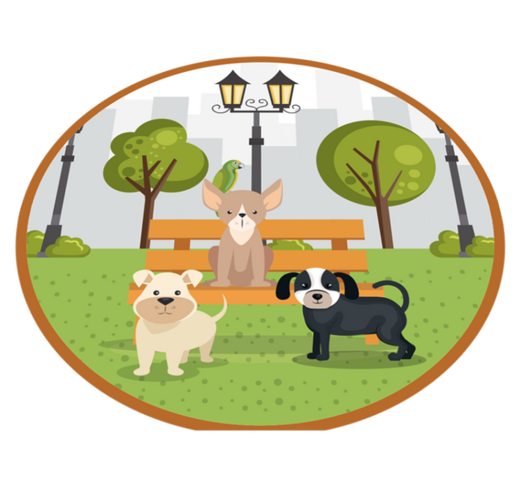 動物 ビニールマット 公園の犬たち - TENSTICKERS