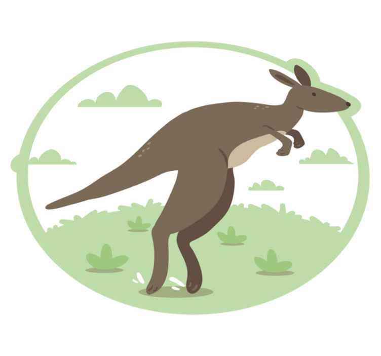 カンガルー漫画の動物の敷物をジャンプ - TENSTICKERS