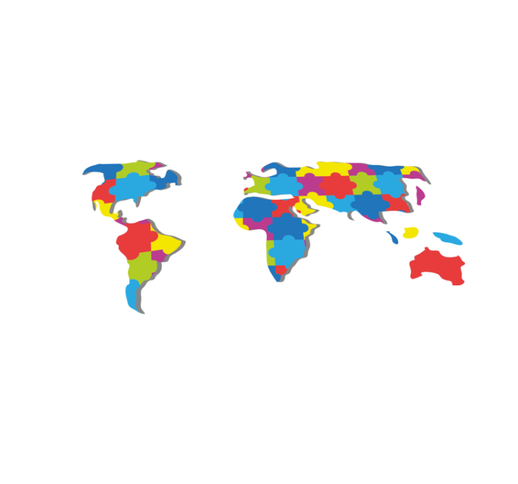 世界地図 ビニールマット カラフルな世界デザイン - TENSTICKERS