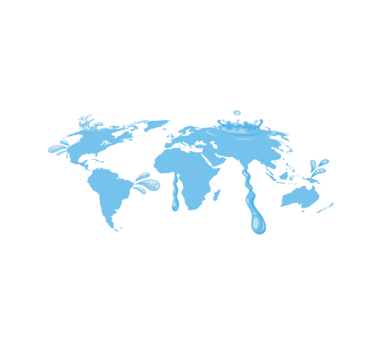 世界地図 ビニールマット 青い水のデザイン - TENSTICKERS