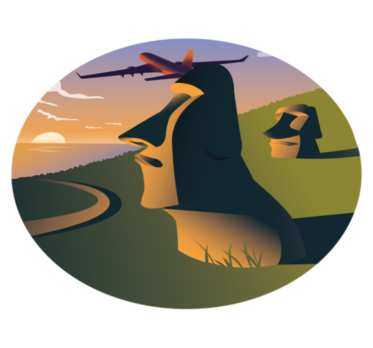 円形 ビニールマット イースター島の夕日 - TENSTICKERS