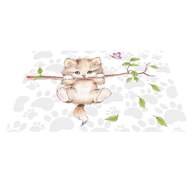 動物 ビニールマット かわいい子猫のぶら下がり - TENSTICKERS