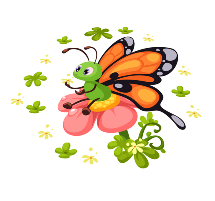 子供 ビニールマット カラフルバタフライの喜び - TENSTICKERS