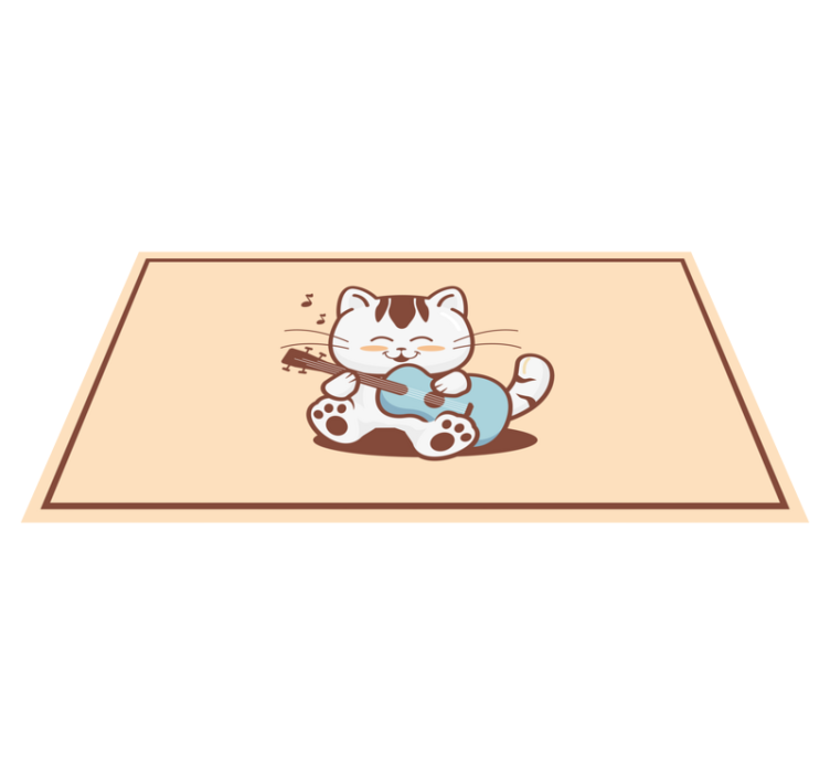 動物 ビニールマット 幸せな猫の音楽家 - TENSTICKERS