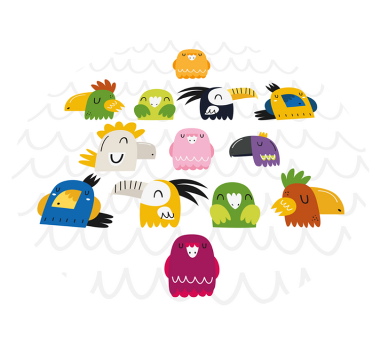 子供 ビニールマット カラフルな鳥の顔 - TENSTICKERS