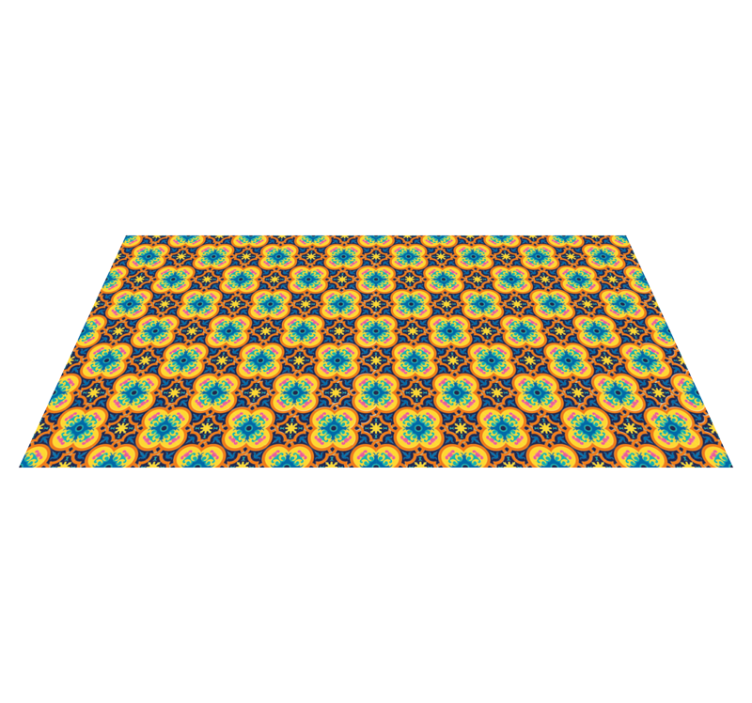 リビングルーム ビニールマット 鮮やかな花のイラスト - TENSTICKERS