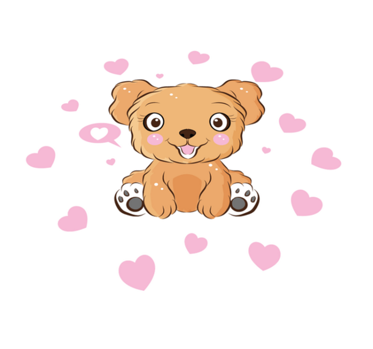 円形 ビニールマット 子犬のかわいいイラスト - TENSTICKERS