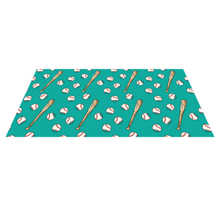 白い野球ボール茶色のバットデザインビニールラグ - TENSTICKERS