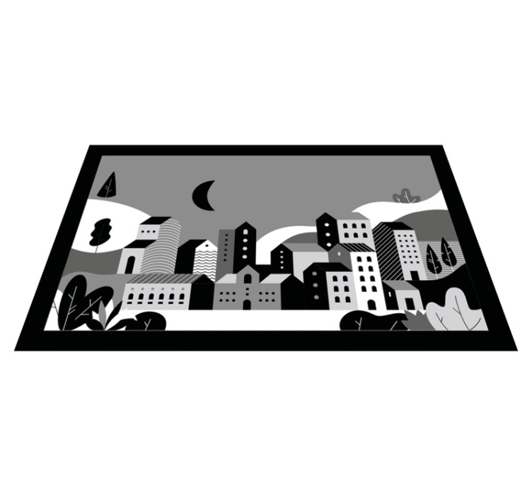 現代のビニールマット都市の風景モノクロ - TENSTICKERS